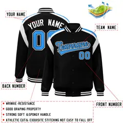 Black Color Block Varsity Letterman Jacket 2