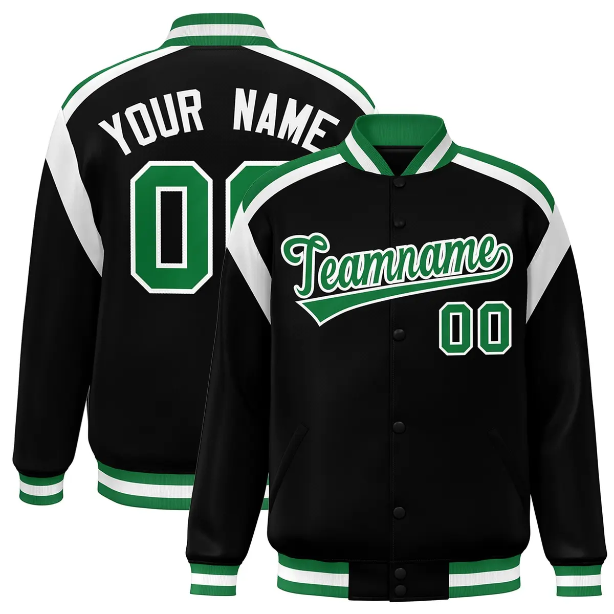 Black Color Block Varsity Letterman Jacket