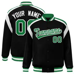 Black Color Block Varsity Letterman Jacket 1