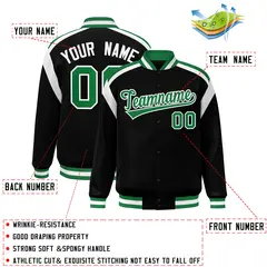Black Color Block Varsity Letterman Jacket 2