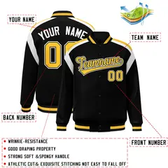 Black Color Block Varsity Letterman Jacket 2