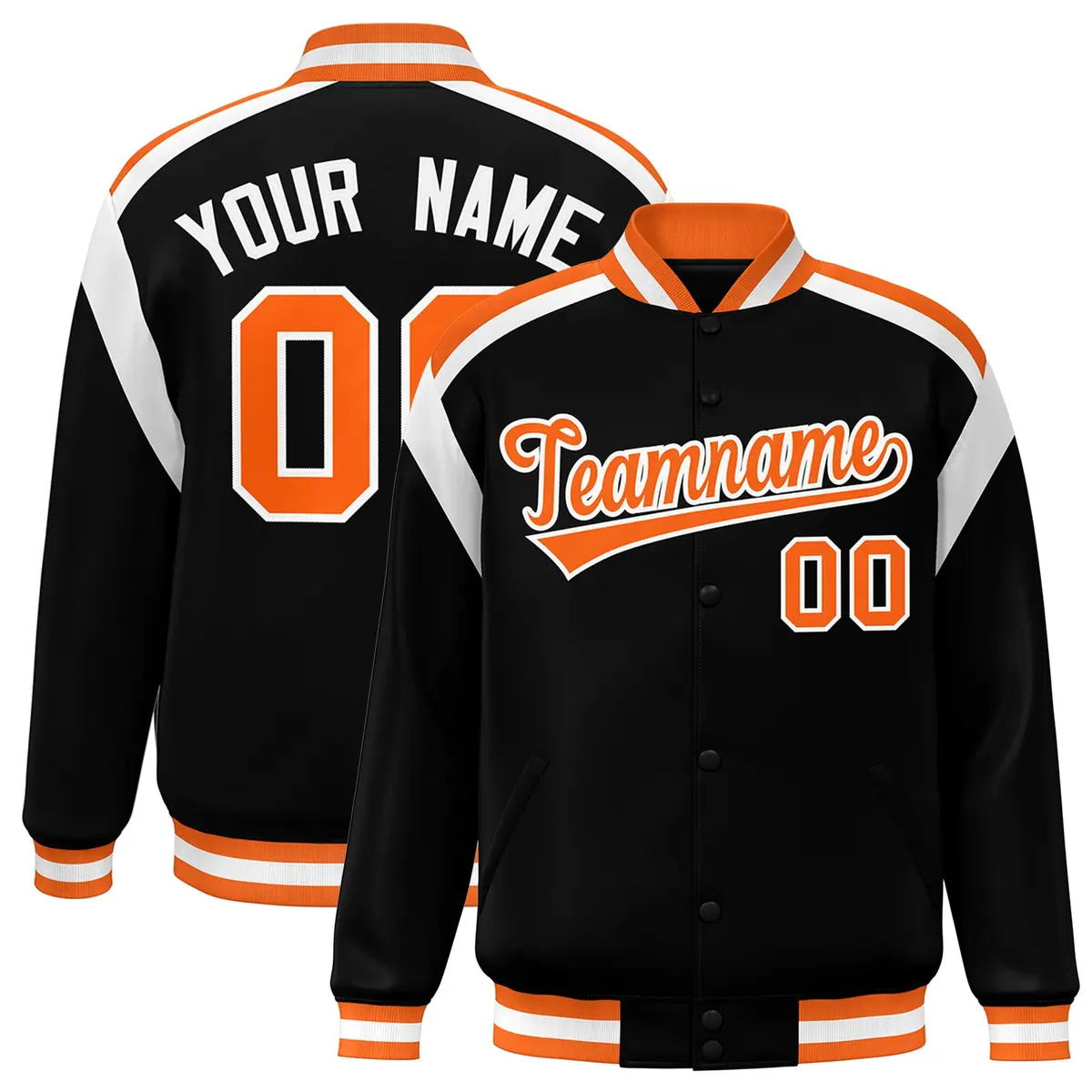 Black Color Block Varsity Letterman Jacket