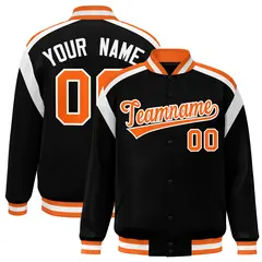 Black Color Block Varsity Letterman Jacket 1