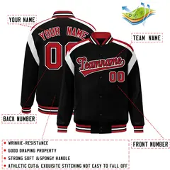 Black Color Block Varsity Letterman Jacket 2