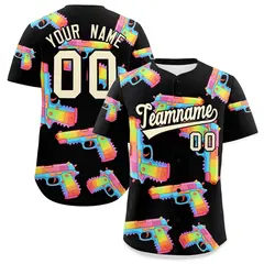 Black Cream Firepower Graffiti Quick Dry Baseball Jersey 1