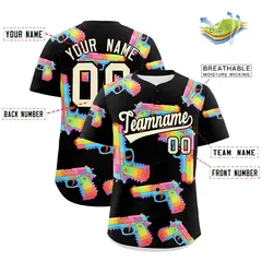 Black Cream Firepower Graffiti Quick Dry Baseball Jersey 2