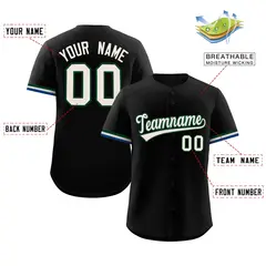 Black Cream Full Button Authentic Baseball Jersey 2