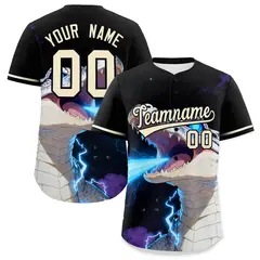 Black Cream Graffiti Animal Series Baseball Jersey