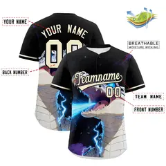 Black Cream Graffiti Animal Series Baseball Jersey 2