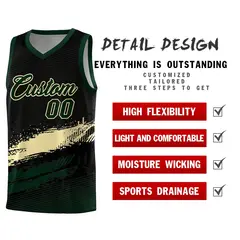 Black Cream Hunter Green Graffiti Pattern Basketball Jersey 2
