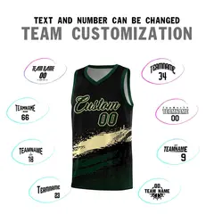 Black Cream Hunter Green Graffiti Pattern Basketball Jersey 4