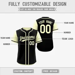 Black Cream Reversible Raglan Sleeves Baseball Jersey 3