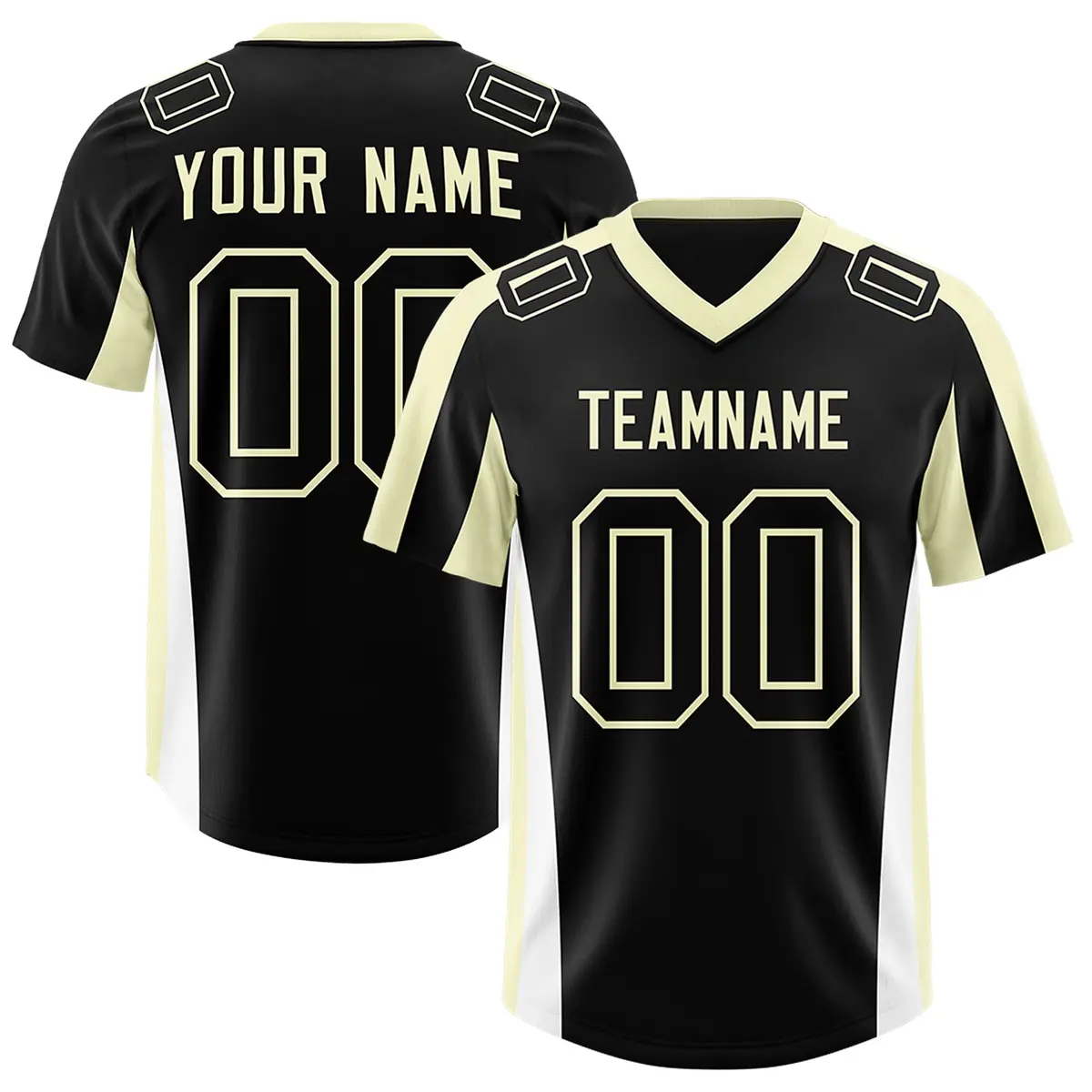 Black Cream Side Stripe Athletic Football Jersey