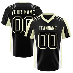Black Cream Side Stripe Athletic Football Jersey 1