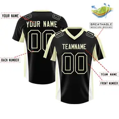 Black Cream Side Stripe Athletic Football Jersey 2
