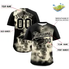 Black Cream Skeleton Graffiti Baseball Jersey 2