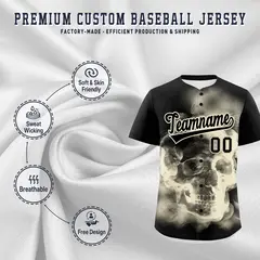 Black Cream Skeleton Graffiti Baseball Jersey 4