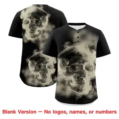 Black Cream Skeleton Graffiti Baseball Jersey 8