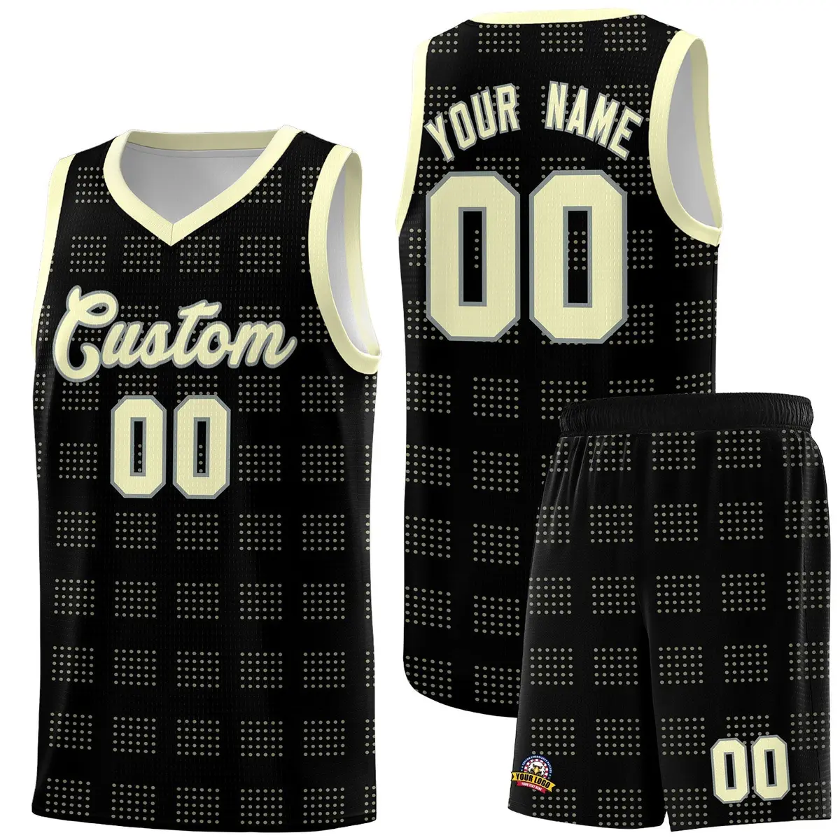 Black Cream Trailblazer Dot Pattern Basketball Jersey