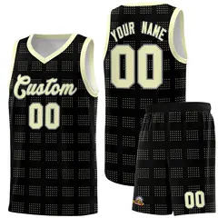 Black Cream Trailblazer Dot Pattern Basketball Jersey 1