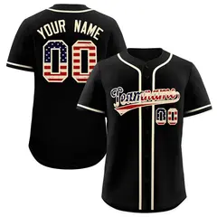 Black Cream Vintage USA Flag Authentic Baseball Jersey