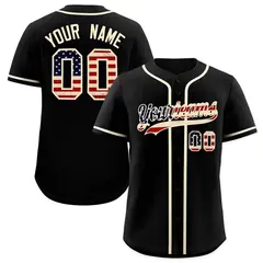 Black Cream Vintage USA Flag Authentic Baseball Jersey 1