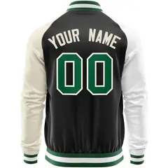 Black Cream-White Varsity Full-Zip Raglan Letterman Baseball Jacket 6