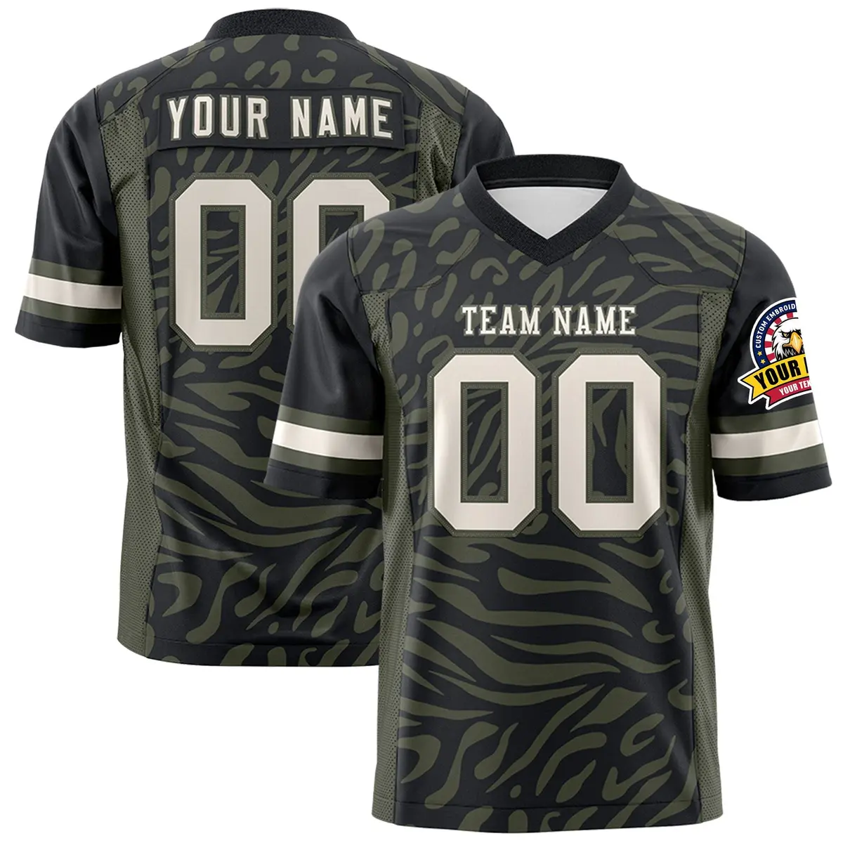 Black Cream Zebra Stripes Football Jersey