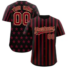Black Crimson American Flag Graffiti Baseball Jersey 1