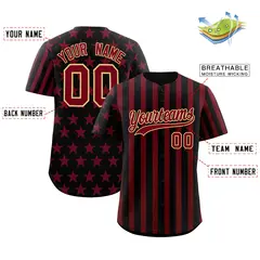 Black Crimson American Flag Graffiti Baseball Jersey 2