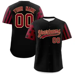 Black Crimson American Flag Raglan Baseball Jersey 1