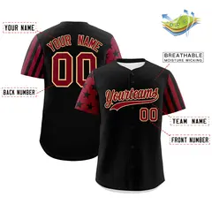 Black Crimson American Flag Raglan Baseball Jersey 2