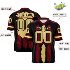 Black Crimson and Khaki Graffiti Flag Football Jersey 2