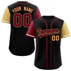 Black Crimson and Khaki Raglan Sleeves Baseball Jersey