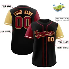 Black Crimson and Khaki Raglan Sleeves Baseball Jersey 2