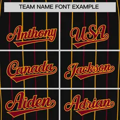 Black Crimson and Yellow Bi-Color Stripes Baseball Jersey 3