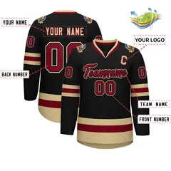 Black Crimson-Black Classic Hockey Jersey 2
