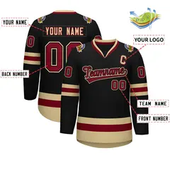 Black Crimson-Black Classic Hockey Jersey 2