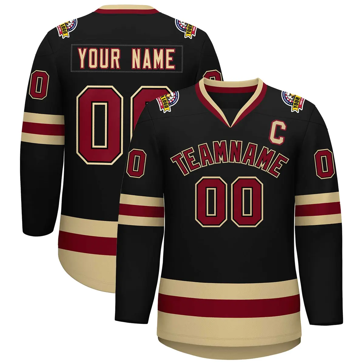 Black Crimson-Black Classic Hockey Jersey