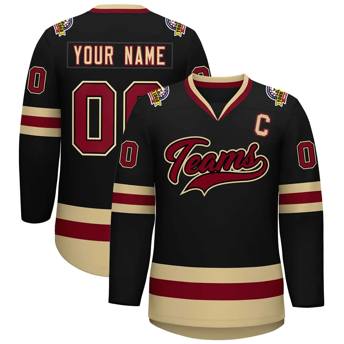 Black Crimson-Black Classic Hockey Jersey