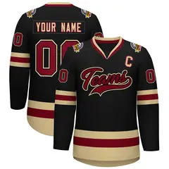 Black Crimson-Black Classic Hockey Jersey 1