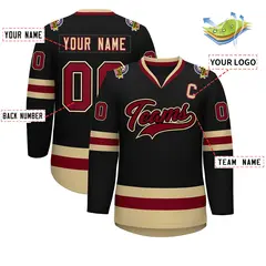 Black Crimson-Black Classic Hockey Jersey 2