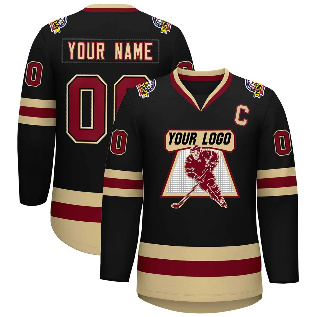 Black Crimson-Black Classic Hockey Jersey