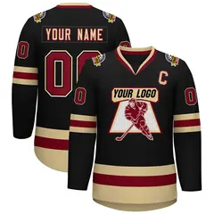 Black Crimson-Black Classic Hockey Jersey 1