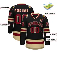Black Crimson-Black Classic Hockey Jersey 2