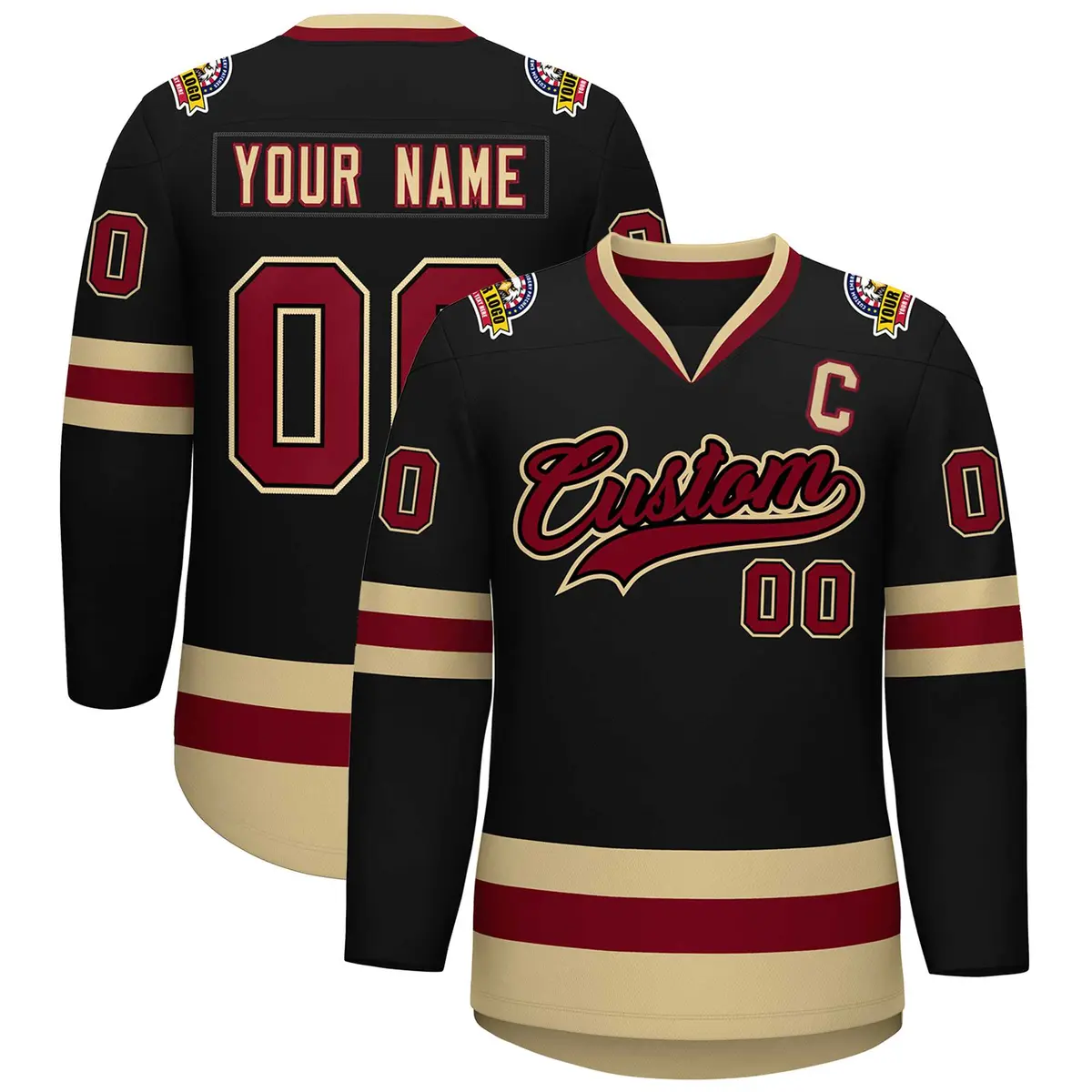 Black Crimson-Black Classic Hockey Jersey