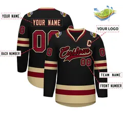 Black Crimson-Black Classic Hockey Jersey 2