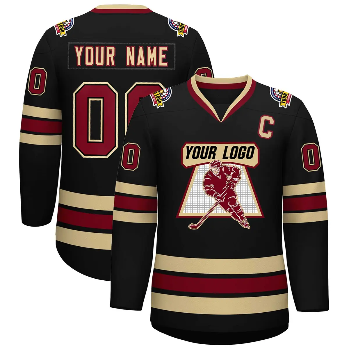 Black Crimson-Black Classic Hockey Jersey