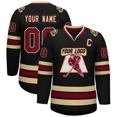 Black Crimson-Black Classic Hockey Jersey 1