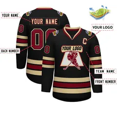 Black Crimson-Black Classic Hockey Jersey 2